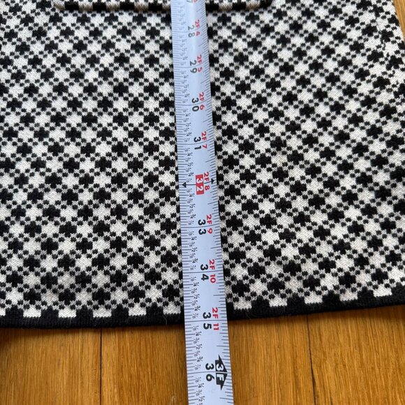 Lands End Size XL 18 Black & White Houndstooth Shawl Collar Long Cardigan Jacket - Picture 4 of 15